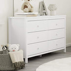 Alpine 6-Drawer Double Dresser (White), GREENGUARD Gold Certified Nursery & Kids Storage Chest, Modern Bedroom Organizer