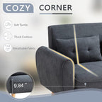 47" Modern Linen Loveseat Sofa with 2 Pillows, Dark Grey, Compact & Comfortable for Apartments, Studios & Small Spaces