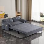 66" Convertible Sleeper Sofa Bed, Velvet Loveseat Pull-Out Couch with Armrest, Backrest & Side Pockets, RV Chaise Lounge for Living Room