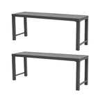 Metal Garden Bench for Outdoors, Set of 2, Grey Outdoor Benches Slats for Patio, Patio Backless Bench,Dining Bench for Porch, Lawn, Balcony, Backyard and Park