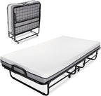 Deluxe Diplomat Folding Bed with Mattress for Adults, Twin Size, Portable Foldable Bed with Luxurious Memory Foam Mattress & Super Strong Frame