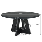 Round Dining Table Wood Kitchen Table for Dining Room, 47 in Dinning Room Tables for 4 Man, Farmhouse Dinner Table with Wooden Tabletop
