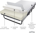 Deluxe Diplomat Folding Bed with Mattress for Adults, Twin Size, Portable Foldable Bed with Luxurious Memory Foam Mattress & Super Strong Frame