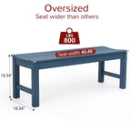 Outdoor Bench, 2-Person Patio Dining Bench, Waterproof Garden Bench, Never Rot or Fade, for Porch, Garden, Deck, and Entryway, Blue