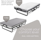 Deluxe Diplomat Folding Bed with Mattress for Adults, Twin Size, Portable Foldable Bed with Luxurious Memory Foam Mattress & Super Strong Frame
