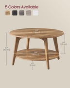 Round Coffee Table, 2 Tier Coffee Table with Storage, for Living Room, 31.5 x 17.7 Inches, Easy to Assemble, Honey Brown ULCT243K41