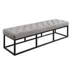 Danes Tufted Bench with Iron Legs, Modern Bench for Bedroom or Living Room, Long Rectangular Shape Padded Upholstery, Pearl Gray