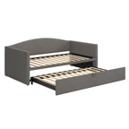 Twin Size Velvet Daybed with Extended Pop Up Trundle, Upholstered Sofa Bed Daybed, Space-Saving Twin to King Design for Guest Room, Gray