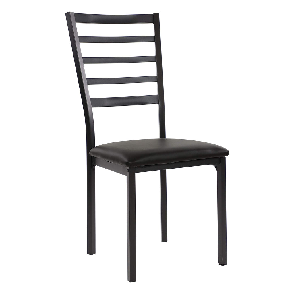 Arin Faux Leather Metal Frame Dining Chairs (Set of 4), 19" SH, Black