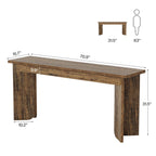 70.9" Wooden Sofa Console Table, Extra Long Farmhouse Entryway Table with Widened Top & Double Pedestal Base for Living Room, Rustic Brown