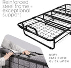Deluxe Diplomat Folding Bed with Mattress for Adults, Twin Size, Portable Foldable Bed with Luxurious Memory Foam Mattress & Super Strong Frame