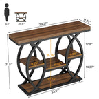 39.4" Industrial Console Table, 4-Tier Entryway Sofa Table with Storage Shelves, Narrow Wood Accent Table for Small Spaces, Rustic Brown