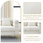 81" Modern Sofa Couch, Teddy Bouclé Oversized 3-Seater Loveseat with Deep Seats, Gold Legs & Pillows, for Living Room, Bedroom, White