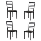 Arin Faux Leather Metal Frame Dining Chairs (Set of 4), 19" SH, Black