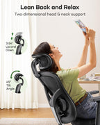 Ergonomic Mesh Office Chair, Computer Desk Chair with Adjustable Lumbar, 2D Headrest & Armrests, Comfortable Gaming Chair, Black