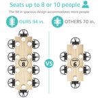 Large Dining Table for 8 - to 10 Person 94I n Long Expandable Dinning Kitchen Room Tables for 6 or 8-10 People Seater Extendable