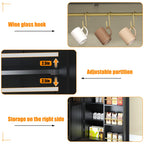 48'' Tall Buffet Sideboard Cabinet with 3 Doors and 5-Tier Shelf, Buffet Table Coffee Bar Wine Bar Storage Cabinet with Hooks for Dining