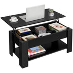 Wooden Coffee Table, Lift Top Coffee Table with Large Hidden Storage Shelf, Lift Tabletop Dining Tables for Living Room, Home Small Space, 3