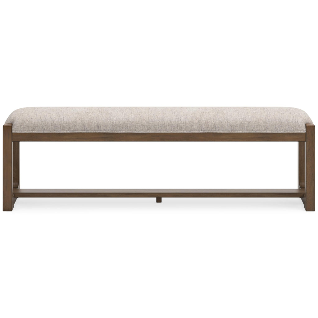 Cabalynn Farmhouse Upholstered 63" Dining Bench, Beige & Light Brown