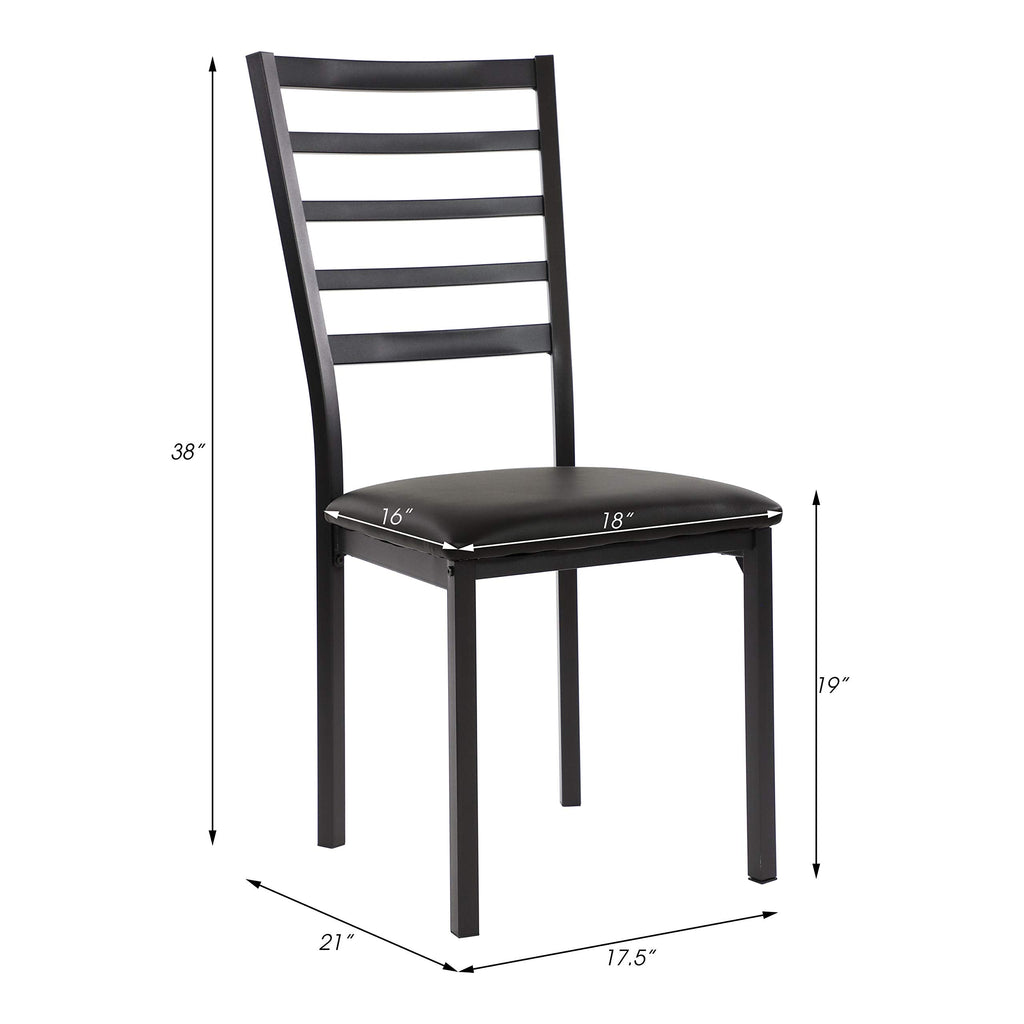 Arin Faux Leather Metal Frame Dining Chairs (Set of 4), 19" SH, Black