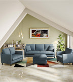 51" Loveseat Sofa, Comfy Teddy Fabric Small Couch for Bedroom & Living Room, Tool-Free Setup, All-Wood Frame, Blue Grey, No Pillow