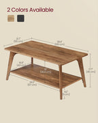 Tier Coffee Table with Storage, Rounded Corners, Easy Assembly, 21.7"x39.4", Center Table for Living Room, Honey Brown