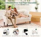 69" Small Sofa with 2 Pillows, Comfy Loveseat Couch with 700lb Capacity, Tool-Free Setup, Mini Couch for Living Room, Bedroom, White