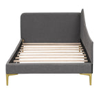 Furnix Craft Twin Size Upholstered Daybed with Headboard and Armrest, Grey Bed Frame with Support Legs