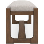 Cabalynn Farmhouse Upholstered 63" Dining Bench, Beige & Light Brown