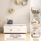 41.3" Shoe Bench with Lift-Top Storage, Cushioned Entryway Bench, Hidden Storage Cabinet for Bedroom, Hallway, End of Bed, White