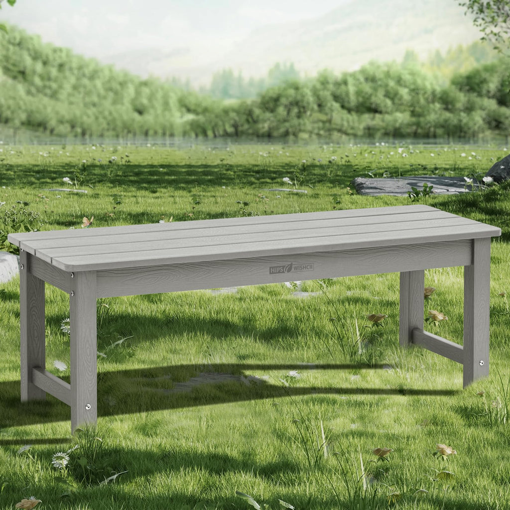 Outdoor Bench, 2-Person Backless Poly Lumber Bench, Weatherproof & Fade-Resistant, Perfect for Garden, Porch, Patio, Park, Grey