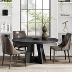 Round Dining Table Wood Kitchen Table for Dining Room, 47 in Dinning Room Tables for 4 Man, Farmhouse Dinner Table with Wooden Tabletop