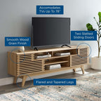 Render Mid-Century Modern Low Profile 71 Inch Media Console TV Stand in Oak, 71