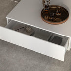 Modern LED Coffee Table with Remote, 2 Drawers & Tempered Glass Top, 55.1" White Rectangle Center Table for Living Room & Reception