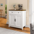 Kitchen Storage Cabinet with Adjustable Shelf, Farmhouse Coffee Bar Sideboard Buffet with Large Drawer, Barn Door, 30"W x 15.6"D x 33.3"H