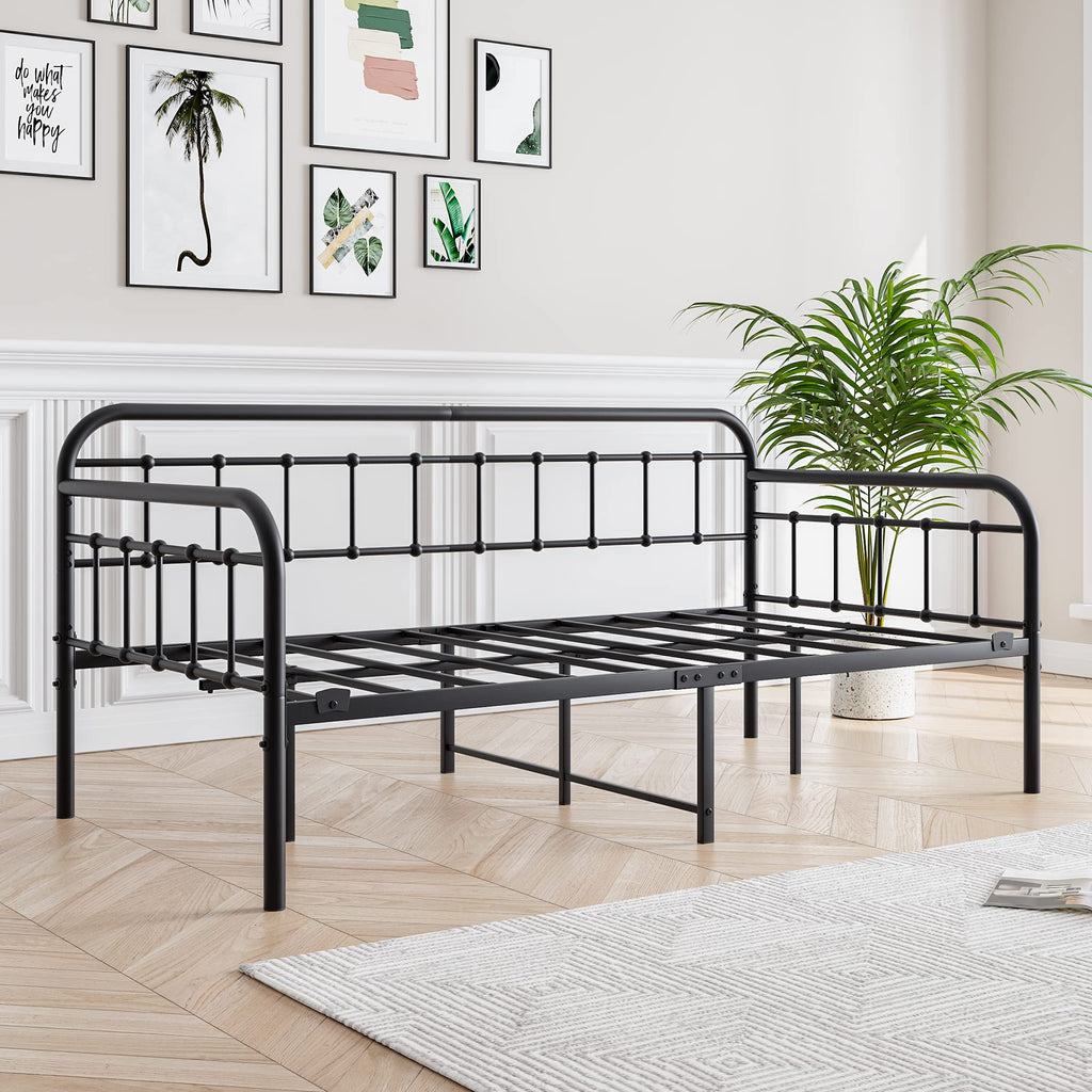 Metal Daybed Frame Twin Size with Steel Slats Platform Furniture,Black…