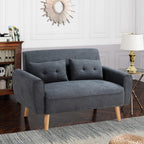 47" Modern Linen Loveseat Sofa with 2 Pillows, Dark Grey, Compact & Comfortable for Apartments, Studios & Small Spaces