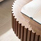 Oval Coffee Table for Living Room Fluted Coffee Table with Pedestal Modern Handcrafted Centre Table Tea Table Easy Assembly 43.7" Walnut