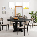 Round Dining Table Wood Kitchen Table for Dining Room, 47 in Dinning Room Tables for 4 Man, Farmhouse Dinner Table with Wooden Tabletop