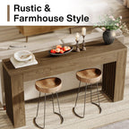 59-Inch Long Wooden Console Sofa Table Behind Couch with Vertical Slat Legs, Entryway Table for Hallway, Entrance, Living Room, Rustic Brown