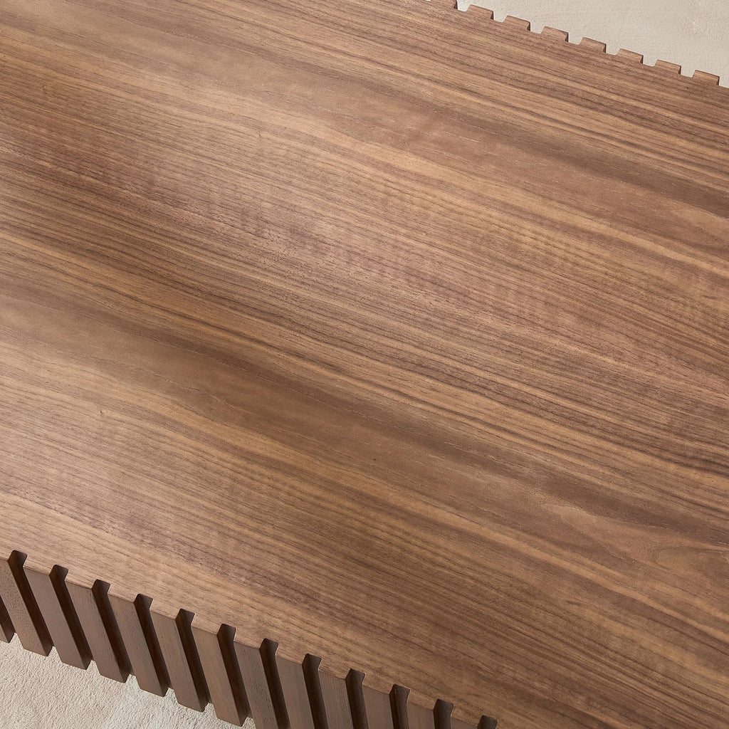 Oval Coffee Table for Living Room Fluted Coffee Table with Pedestal Modern Handcrafted Centre Table Tea Table Easy Assembly 43.7" Walnut