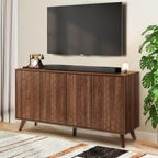 58'' Large Sideboard Buffet Cabinet with Storage, Mid Century Modern Storage Cabinet with 4 Doors & Shelves, Wooden Credenza Coffee Bar TV