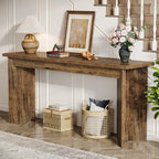 70.9" Farmhouse Console Table, Extra Long Wood Sofa Table with Widened Top & Double Pedestal Base for Living Room, Hallway, Foyer, Rustic Brown
