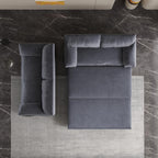 66" Convertible Sleeper Sofa Bed, Velvet Loveseat Pull-Out Couch with Armrest, Backrest & Side Pockets, RV Chaise Lounge for Living Room