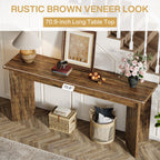70.9" Farmhouse Console Table, Extra Long Wood Sofa Table with Widened Top & Double Pedestal Base for Living Room, Hallway, Foyer, Rustic Brown