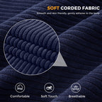 3 Seater Couch for Living Room, Boneless Couch with Tufted Cushion & Backrest, Upholstered Floor Sofa with Armrests, Sofa in A Box, No Assembly Required, Navy