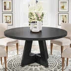 Round Dining Table Wood Kitchen Table for Dining Room, 47 in Dinning Room Tables for 4 Man, Farmhouse Dinner Table with Wooden Tabletop